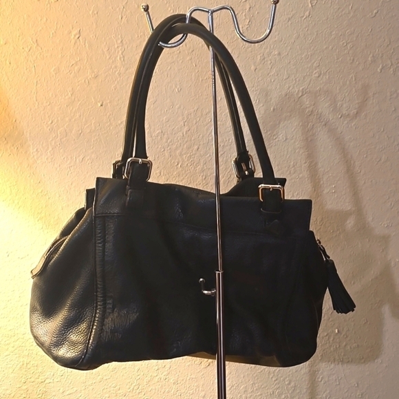 Kate Spade Top handle Pebbled leather Black Purse Bag neutral minimalist S.Large - Picture 6 of 15
